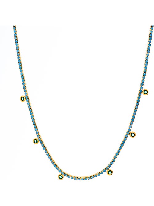 Collier Luxenter en argent 925 et Nano Turquoise fini et plaqué or 18k - Nejad - Kiabi