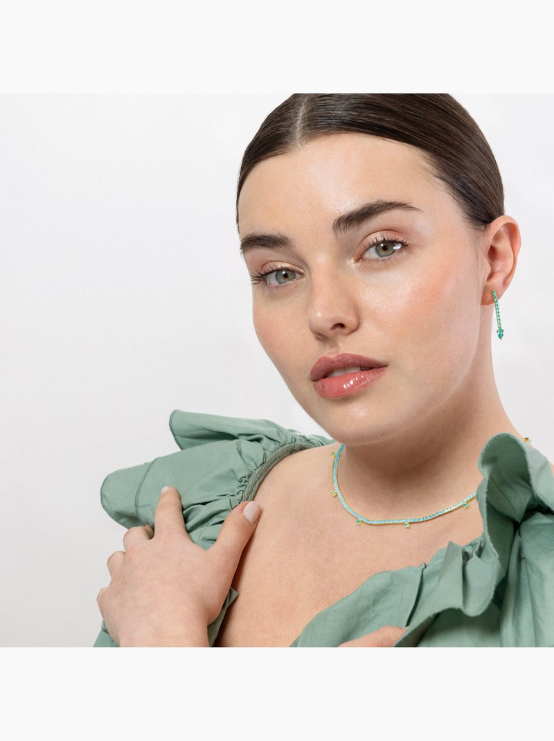 Collier Luxenter en argent 925 et Nano Turquoise fini et plaqué or 18k - Nejad Bleu - Kiabi