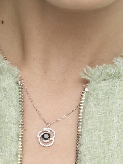 Collier Luxenter en Argent 925 et Onyx Zirconia rhodié - Tyve - Kiabi