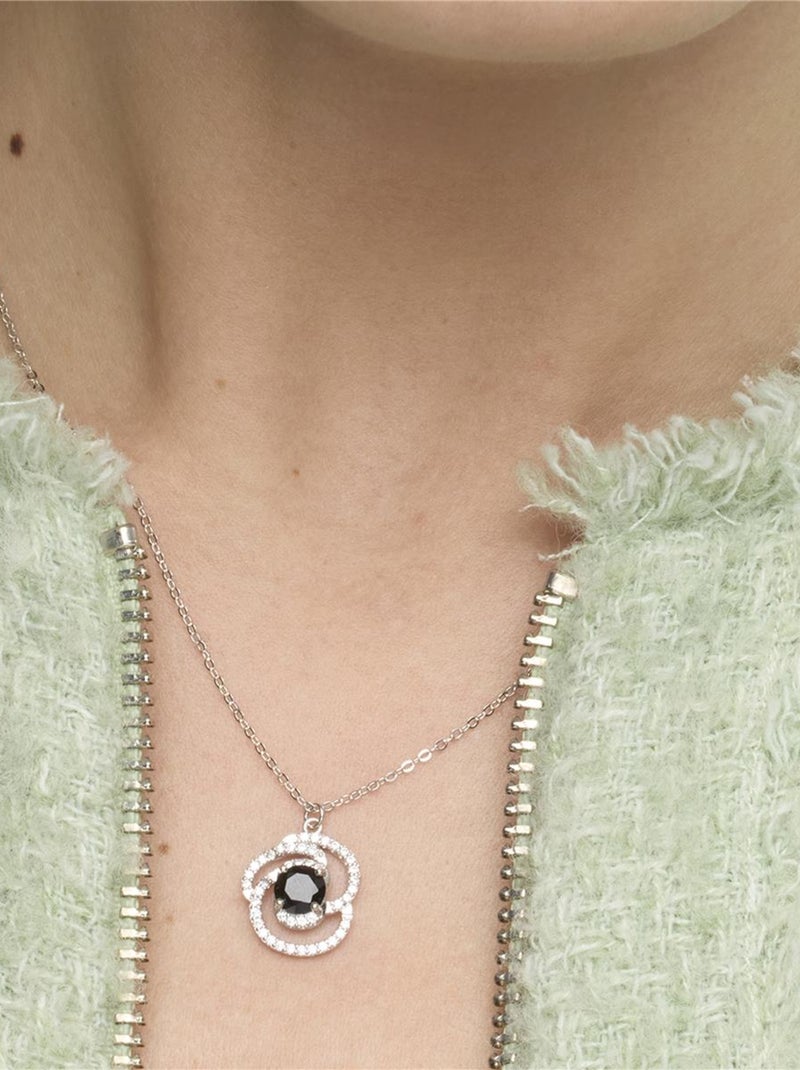 Collier Luxenter en Argent 925 et Onyx Zirconia rhodié - Tyve Noir - Kiabi