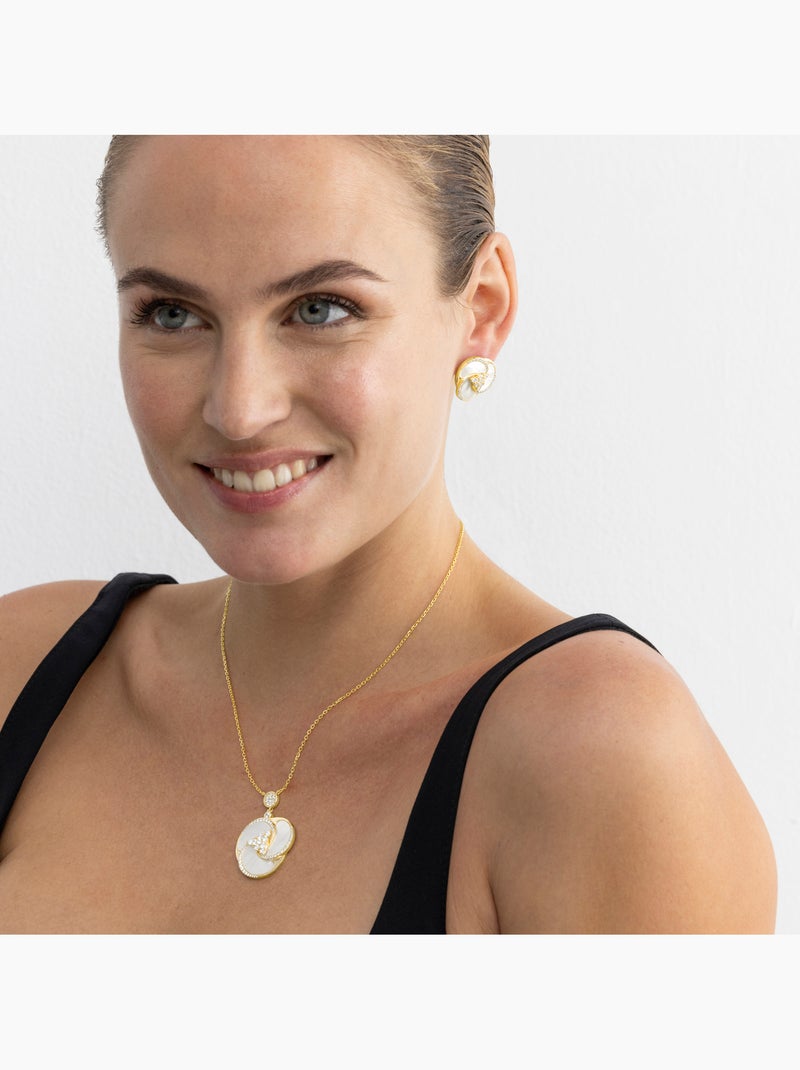 Collier Luxenter en argent 925 et or 18k en nacre blanche - Huawi Blanc - Kiabi