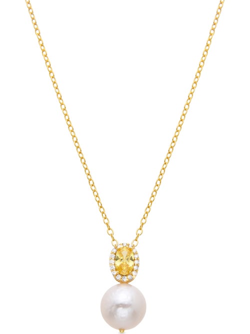 Collier Luxenter en argent 925 et Padparadscha fini et plaqué or 18k - Ihri - Kiabi