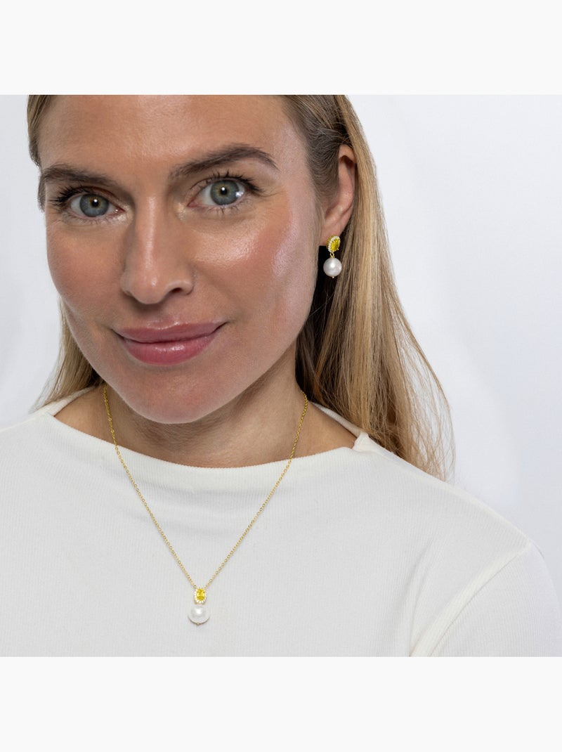 Collier Luxenter en argent 925 et Padparadscha fini et plaqué or 18k - Ihri Jaune - Kiabi