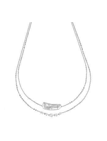 Collier Luxenter en argent 925 et perle blanche rhodiée - Danysda
