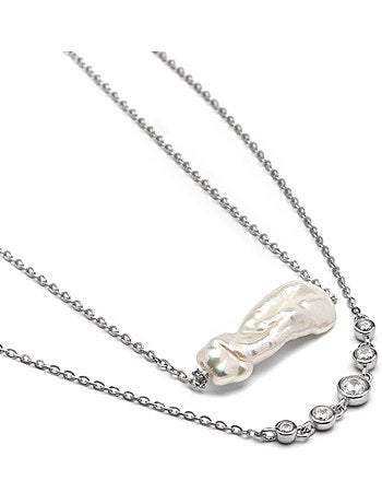 Collier Luxenter en argent 925 et perle blanche rhodiée - Danysda