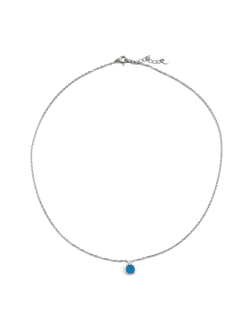 Collier Luxenter en argent 925 et quartz hydrothermal bleu clair rhodié - Akma Bleu - Kiabi