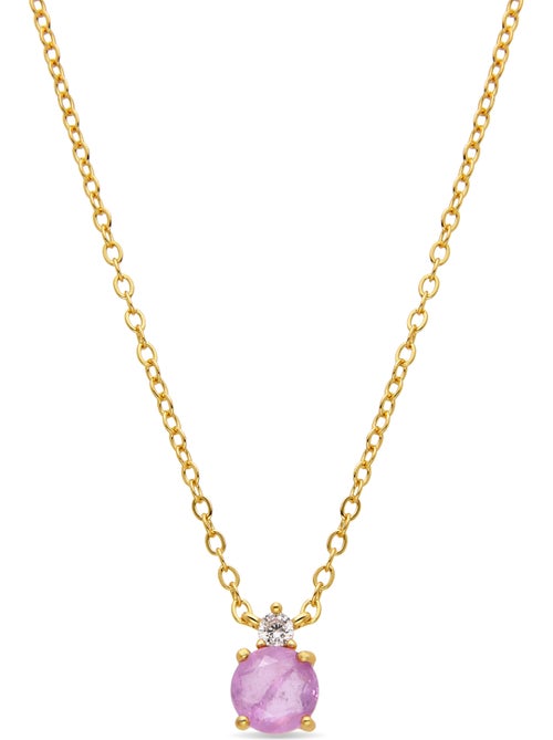 Collier Luxenter en argent 925 et quartz hydrothermal Kunzite finition or 18k - Akma - Kiabi