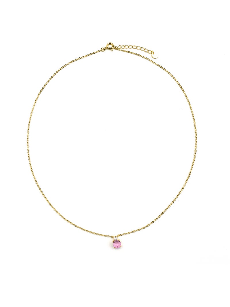 Collier Luxenter en argent 925 et quartz hydrothermal Kunzite finition or 18k - Akma Rose - Kiabi