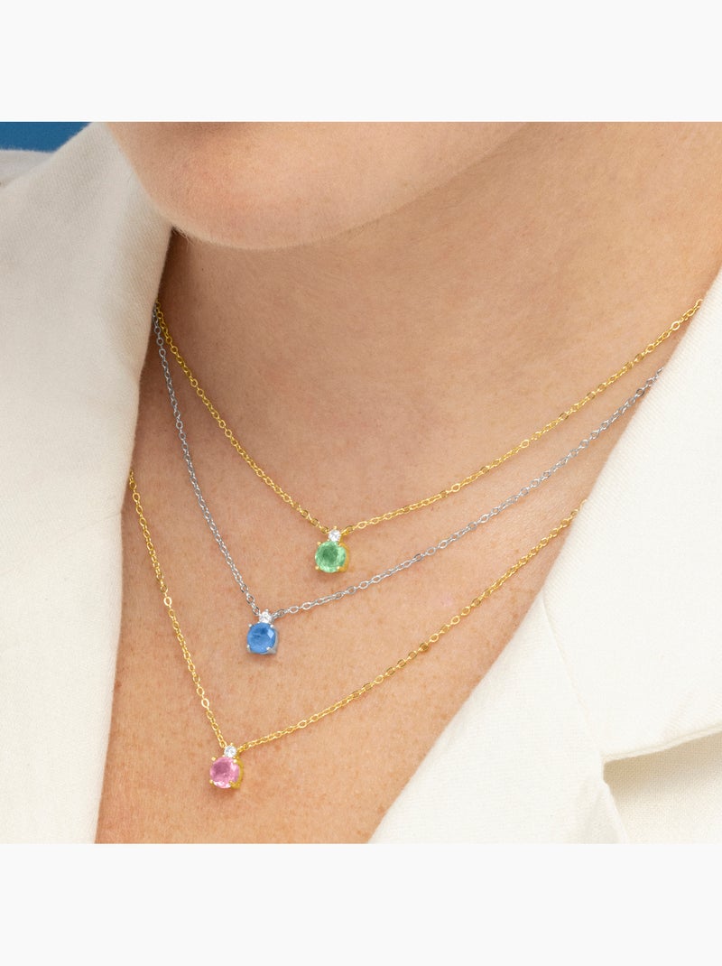 Collier Luxenter en argent 925 et quartz hydrothermal Kunzite finition or 18k - Akma Rose - Kiabi