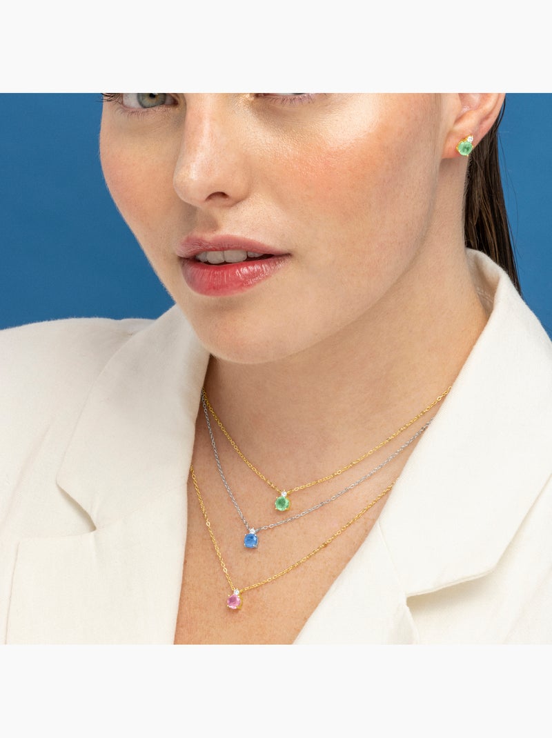 Collier Luxenter en argent 925 et quartz hydrothermal Kunzite finition or 18k - Akma Rose - Kiabi