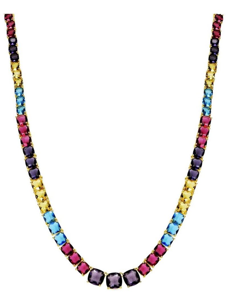 Collier Luxenter en Argent 925 et Quartz hydrothermal multicolore finition or 18k - Thorka Multicolore - Kiabi