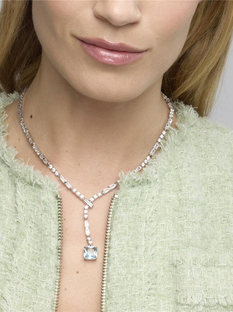 Collier Luxenter en Argent 925 et Zircon aigue-marine rhodié - Faro Bleu - Kiabi