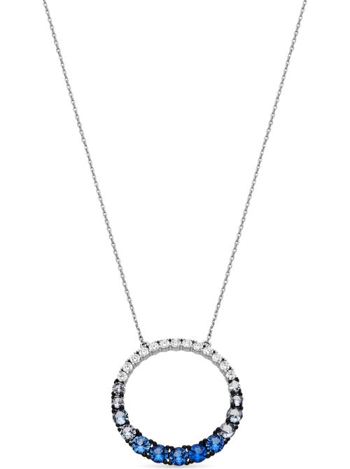 Collier Luxenter en argent 925 et zircon aigue-marine rhodié - Kraesh - Kiabi
