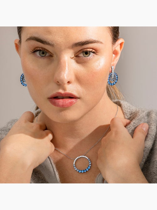 Collier Luxenter en argent 925 et zircon aigue-marine rhodié - Kraesh - Kiabi