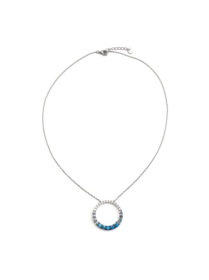 Collier Luxenter en argent 925 et zircon aigue-marine rhodié - Kraesh Bleu - Kiabi