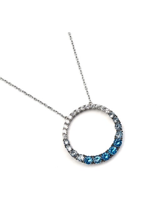 Collier Luxenter en argent 925 et zircon aigue-marine rhodié - Kraesh - Kiabi