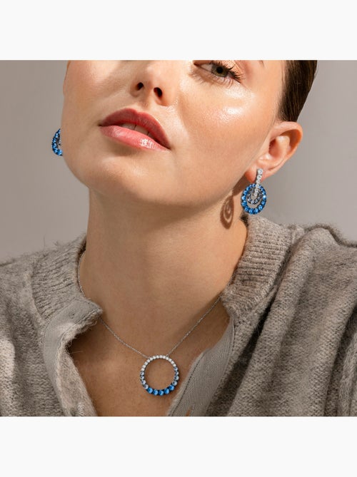 Collier Luxenter en argent 925 et zircon aigue-marine rhodié - Kraesh - Kiabi