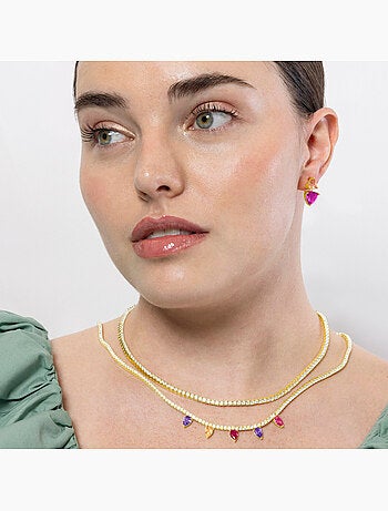 Collier Luxenter en argent 925 et zircon multicolore plaqué or jaune 18k - Pryrys