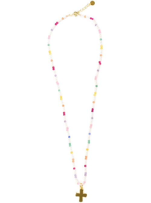 Collier Luxenter en argent 925 et zircone multicolore avec finition en or jaune 18 k - Croix - Kiabi Collier Luxenter en argent 925 et zircone multicolore avec finition en or jaune 18 k - Croix - Kiabi