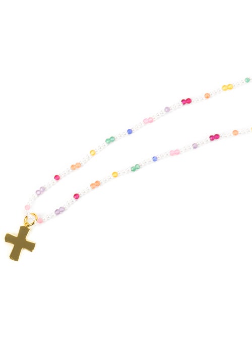 Collier Luxenter en argent 925 et zircone multicolore avec finition en or jaune 18 k - Croix - Kiabi Collier Luxenter en argent 925 et zircone multicolore avec finition en or jaune 18 k - Croix - Kiabi