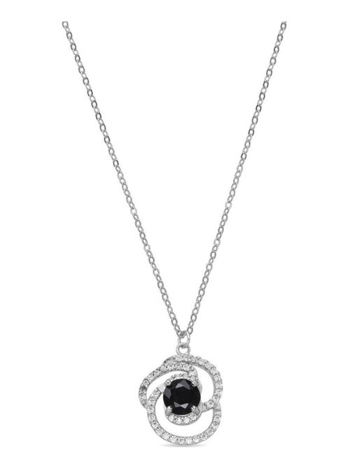 Collier Luxenter en argent 925 et zircone Onix finition rhodium - Tyve - Kiabi