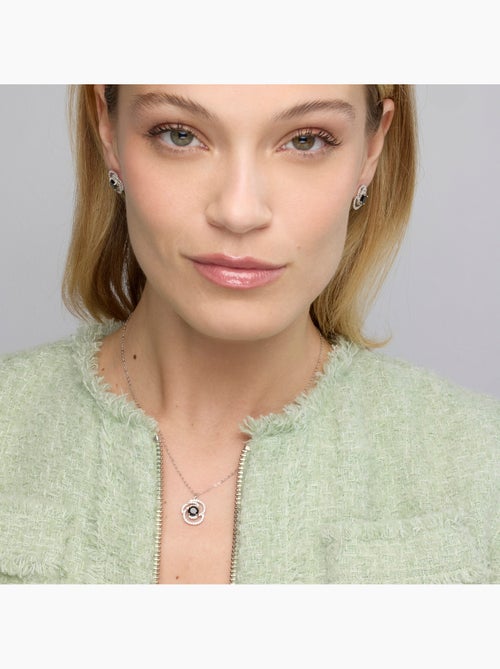 Collier Luxenter en argent 925 et zircone Onix finition rhodium - Tyve - Kiabi