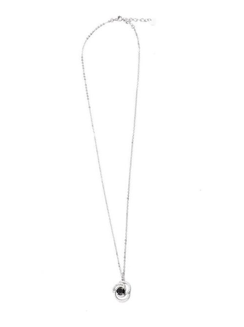 Collier Luxenter en argent 925 et zircone Onix finition rhodium - Tyve - Kiabi
