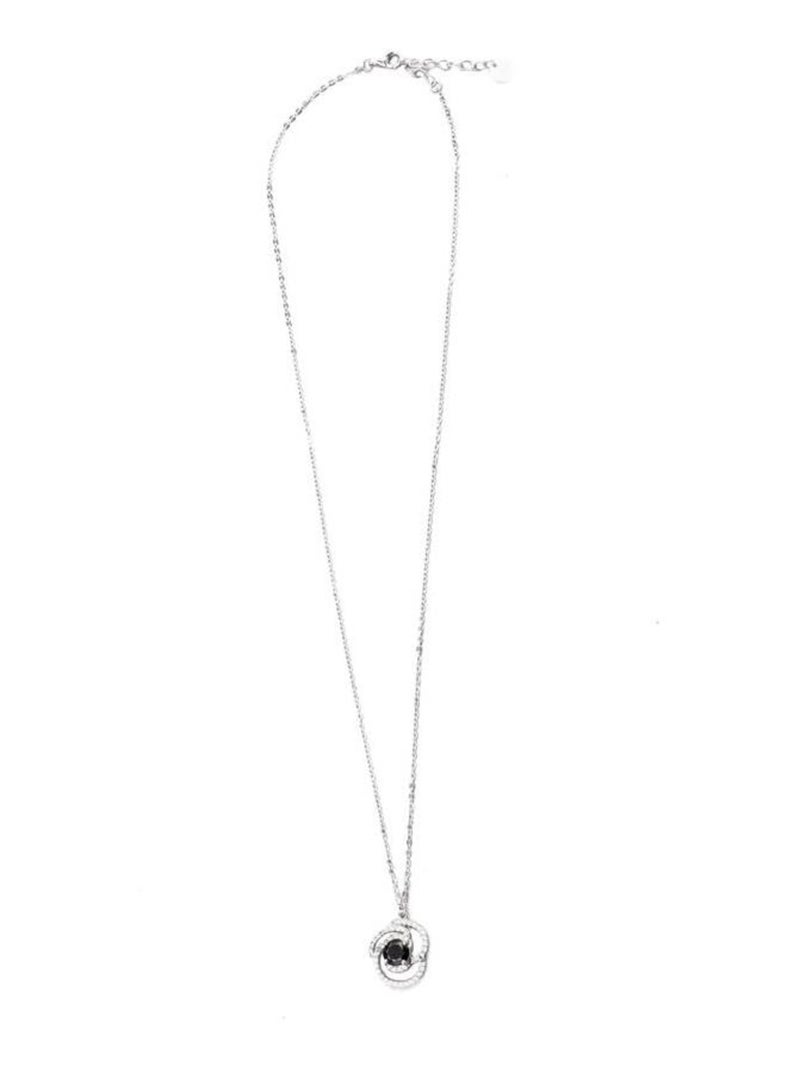 Collier Luxenter en argent 925 et zircone Onix finition rhodium - Tyve Noir - Kiabi