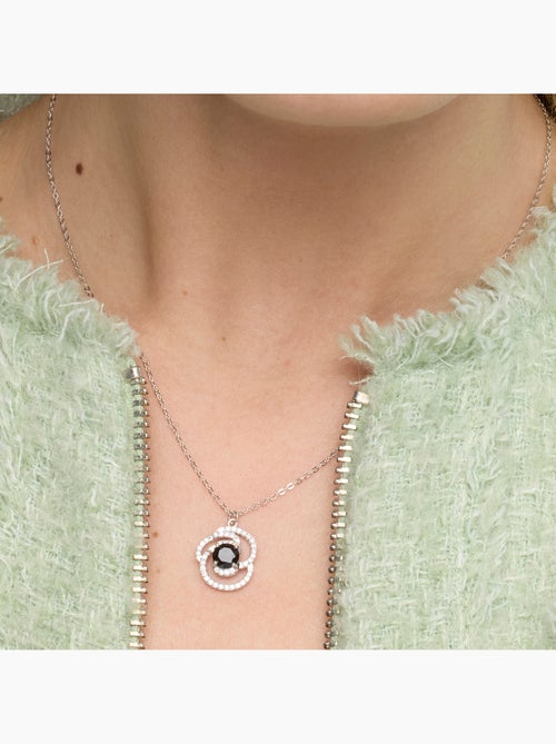 Collier Luxenter en argent 925 et zircone Onix finition rhodium - Tyve - Kiabi