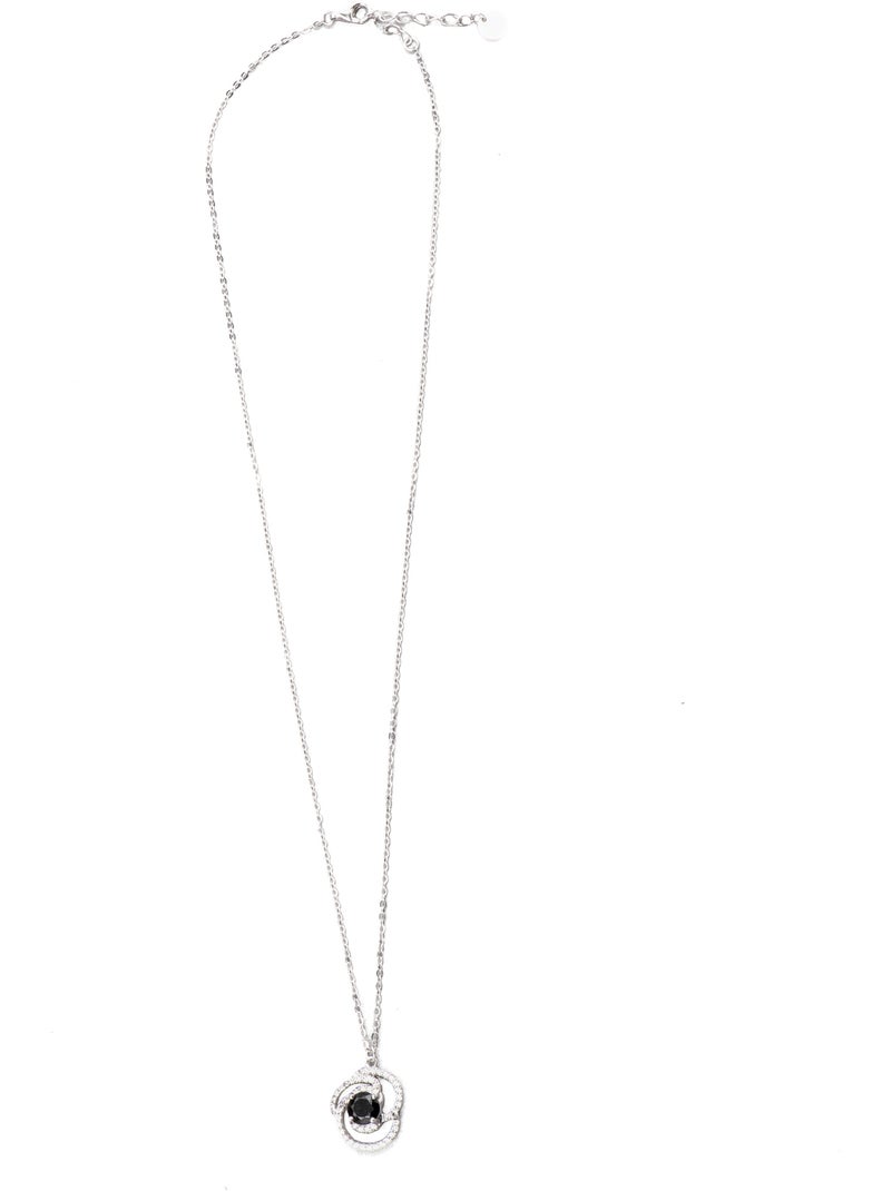Collier Luxenter en argent 925 et zircone Onix finition rhodium - Tyve Noir Noir - Kiabi