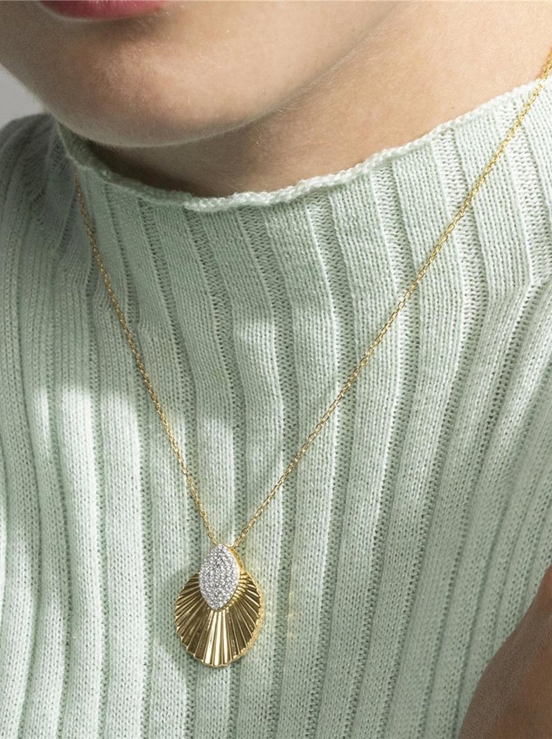 Collier Luxenter en argent 925 et zirconium brillant plaqué or 18k - Drakfar Blanc - Kiabi