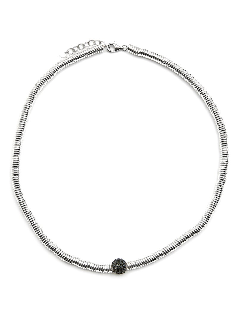 Collier Luxenter en argent 925 et zirconium onyx plaqué rhodium - Orfi Noir - Kiabi