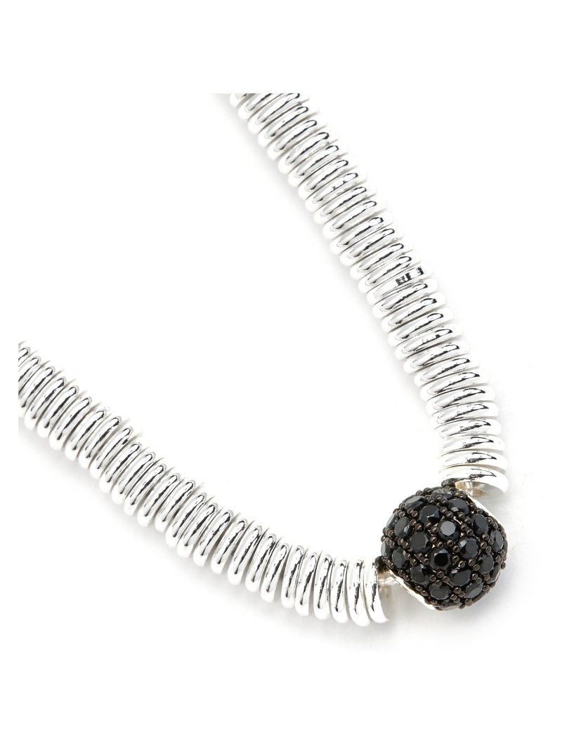 Collier Luxenter en argent 925 et zirconium onyx plaqué rhodium - Orfi Noir - Kiabi