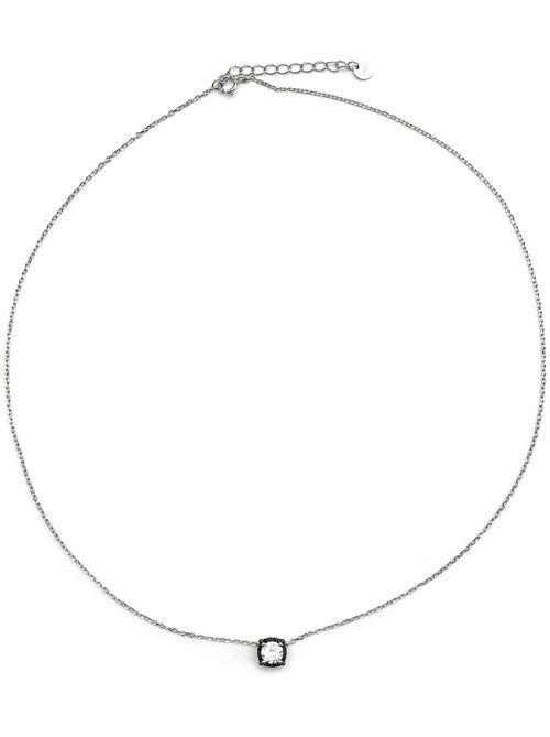 Collier Luxenter en argent 925 et zirconium onyx rhodié - Lehak - Kiabi