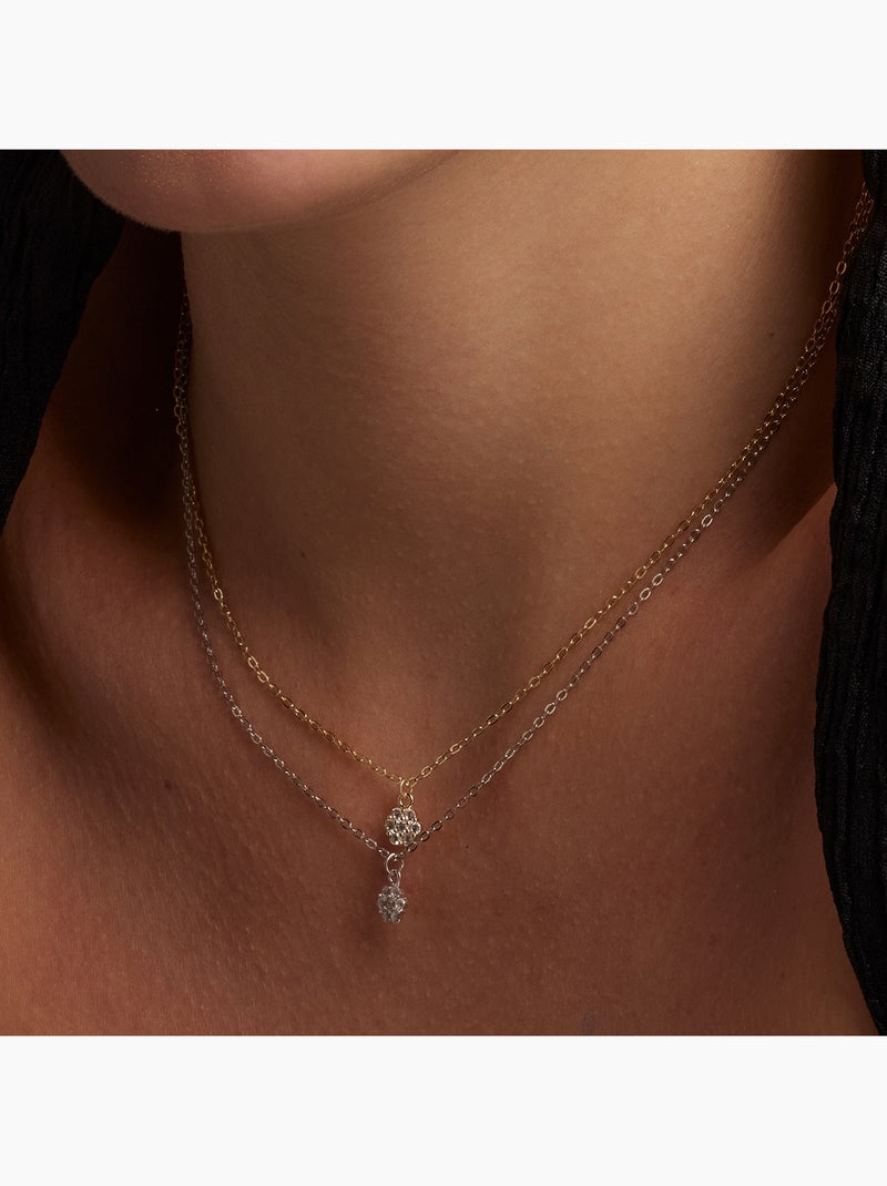 Collier Luxenter en argent 925 et zircons brillants finis et plaqué or 18k - Oris Blanc - Kiabi