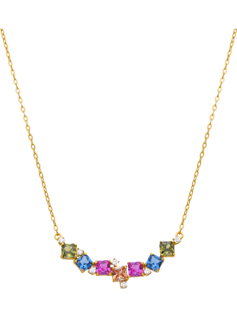 Collier Luxenter en argent 925 et zircons multicolores finis et plaqué or 18k - Akma Multicolore - Kiabi