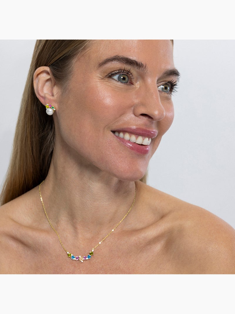 Collier Luxenter en argent 925 et zircons multicolores finis et plaqué or 18k - Akma Multicolore - Kiabi