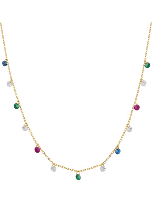 Collier Luxenter en argent 925 et zircons multicolores finis et plaqué or 18k - Sumju - Kiabi