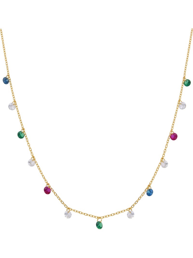 Collier Luxenter en argent 925 et zircons multicolores finis et plaqué or 18k - Sumju Multicolore - Kiabi