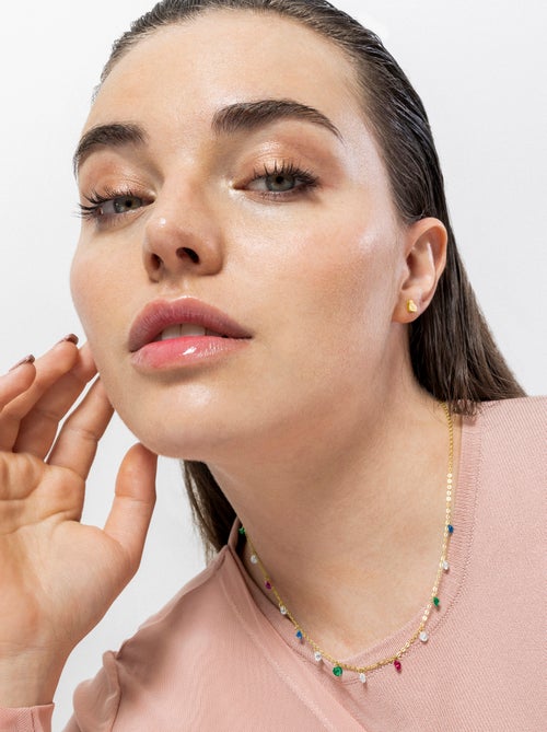 Collier Luxenter en argent 925 et zircons multicolores finis et plaqué or 18k - Sumju - Kiabi