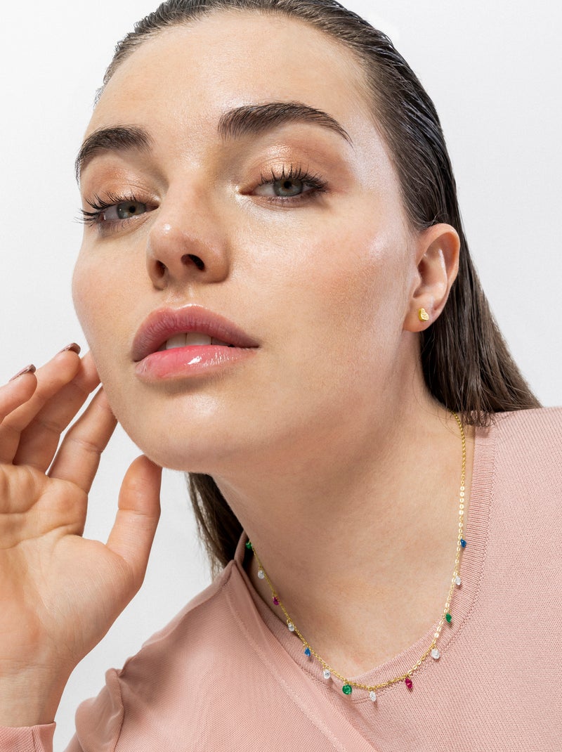 Collier Luxenter en argent 925 et zircons multicolores finis et plaqué or 18k - Sumju Multicolore - Kiabi