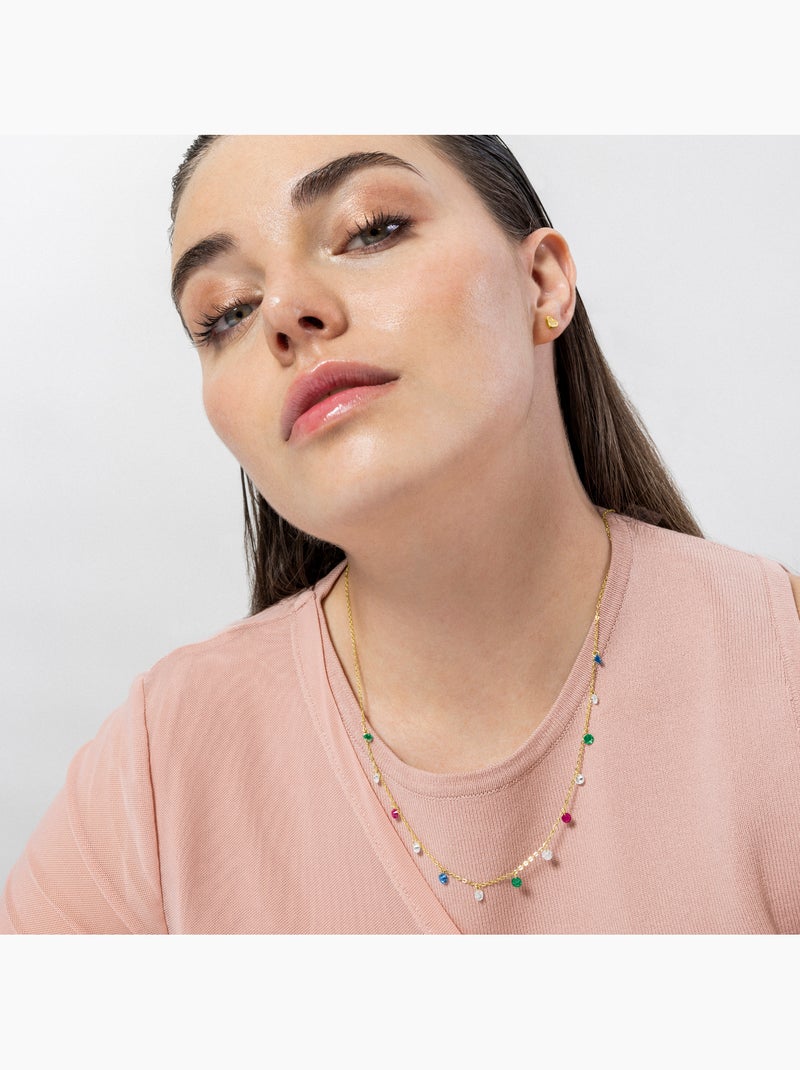 Collier Luxenter en argent 925 et zircons multicolores finis et plaqué or 18k - Sumju Multicolore - Kiabi