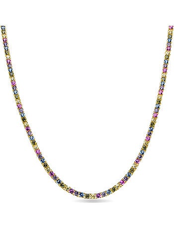 Collier Luxenter en argent 925 et zircons multicolores finis et plaqué or 18k - Tahu