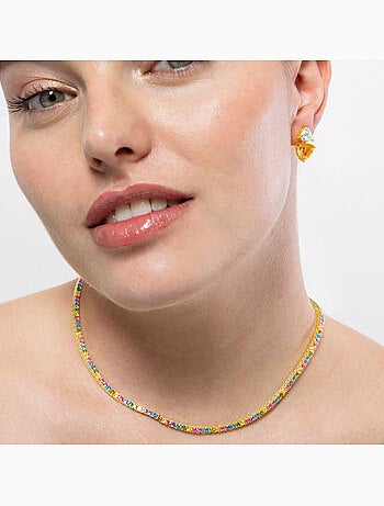 Collier Luxenter en argent 925 et zircons multicolores finis et plaqué or 18k - Tahu