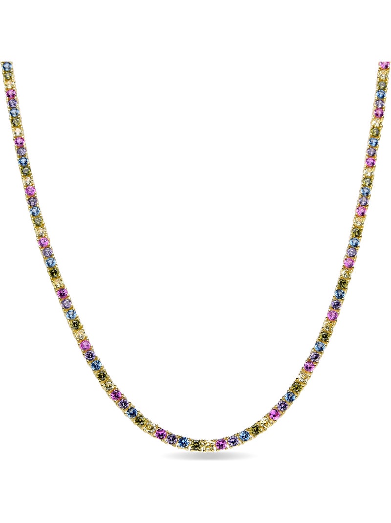 Collier Luxenter en argent 925 et zircons multicolores finis et plaqué or 18k - Tahu Multicolore - Kiabi