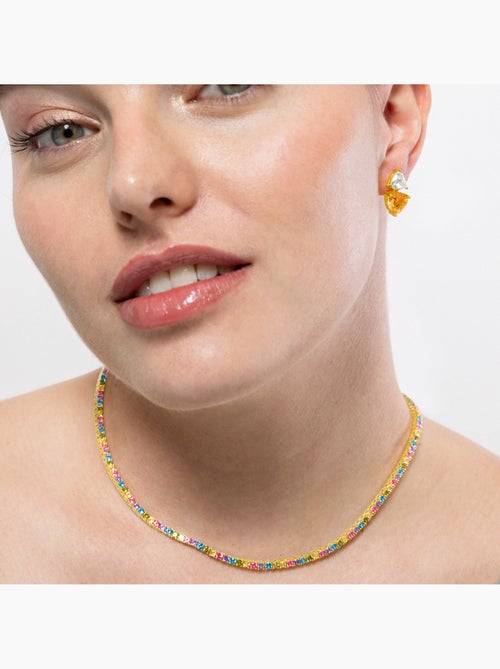 Collier Luxenter en argent 925 et zircons multicolores finis et plaqué or 18k - Tahu - Kiabi