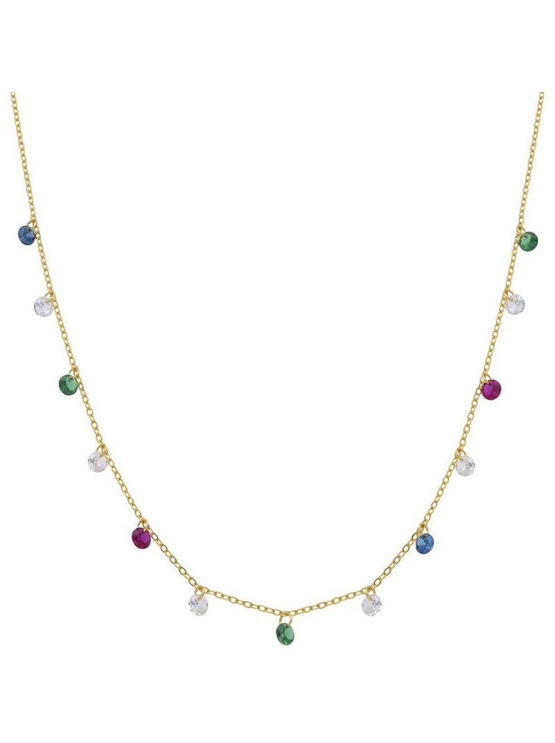Collier Luxenter en argent 925 et zircons multicolores finis plaqué or jaune 18k - Sumju Multicolore - Kiabi