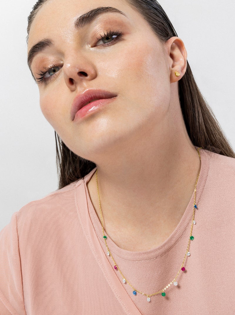 Collier Luxenter en argent 925 et zircons multicolores finis plaqué or jaune 18k - Sumju Multicolore - Kiabi