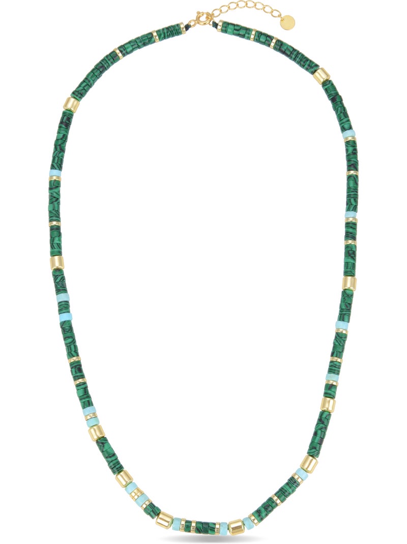 Collier Luxenter en argent sterling 925 avec malachite, finition or jaune 18 carats - Ihun Vert - Kiabi
