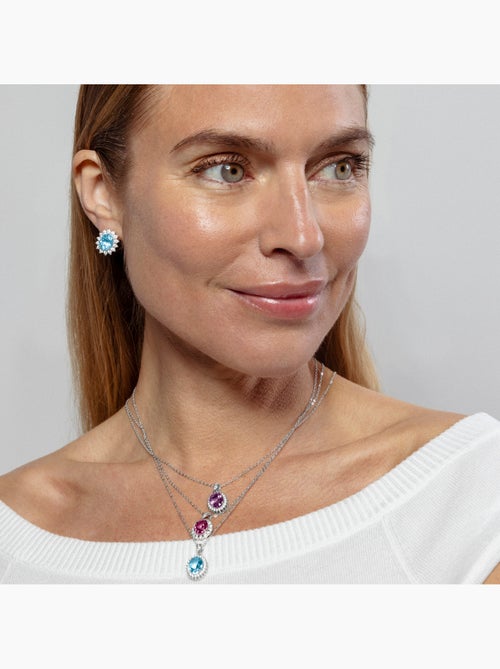 Collier Luxenter en argent sterling 925 avec topaze rose naturelle et finition rhodiée - Lirian - Kiabi